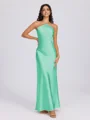 Sheath Halter Floor-Length Silk Like Satin Bridesmaid Dress