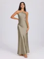 Sheath Halter Floor-Length Silk Like Satin Bridesmaid Dress
