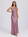 Sheath Halter Floor-Length Silk Like Satin Bridesmaid Dress