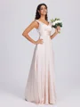 A-line V-neck Pleated Floor-Length Silk Like Satin Bridesmaid Dress
