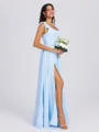 A-line Square Bow Floor-Length Chiffon Bridesmaid Dress