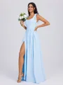 A-line Square Bow Floor-Length Chiffon Bridesmaid Dress