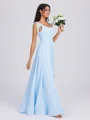 A-line Square Bow Floor-Length Chiffon Bridesmaid Dress