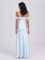 Sheath Cold Shoulder Bow Floor-Length Silk Like Satin Bridesmaid Dress
