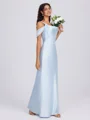 Sheath Cold Shoulder Bow Floor-Length Silk Like Satin Bridesmaid Dress