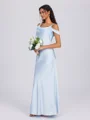 Sheath Cold Shoulder Bow Floor-Length Silk Like Satin Bridesmaid Dress