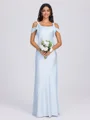 Sheath Cold Shoulder Bow Floor-Length Silk Like Satin Bridesmaid Dress
