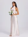 Sheath Halter Bow Floor-Length Silk Like Satin Bridesmaid Dress