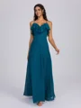 A-line V-neck Ruffles Floor-Length Chiffon Bridesmaid Dress