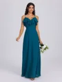 A-line V-neck Ruffles Floor-Length Chiffon Bridesmaid Dress