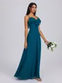 A-line V-neck Ruffles Floor-Length Chiffon Bridesmaid Dress