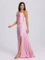 Sheath Straps Pleated Floor-Length Silk Like Satin Bridesmaid Dress