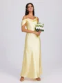 Sheath Pleated Ankle-Length Silk Like Satin Bridesmaid Dress