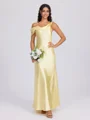 Sheath Pleated Ankle-Length Silk Like Satin Bridesmaid Dress