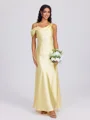 Sheath Pleated Ankle-Length Silk Like Satin Bridesmaid Dress