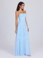 A-line Spaghetti Straps Bow Floor-Length Tulle Corset Bridesmaid Dress