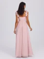 A-line Straps Ruffles Floor-Length Chiffon Corset Bridesmaid Dress