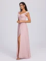 A-line Straps Ruffles Floor-Length Chiffon Corset Bridesmaid Dress
