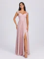 A-line Straps Ruffles Floor-Length Chiffon Corset Bridesmaid Dress