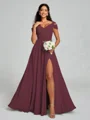 A-line/Princess V-neck Floor-Length Sleeveless Chiffon Bridesmaid Dress