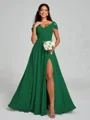 A-line/Princess V-neck Floor-Length Sleeveless Chiffon Bridesmaid Dress