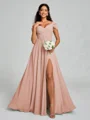 A-line/Princess V-neck Floor-Length Sleeveless Chiffon Bridesmaid Dress