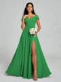 A-line/Princess V-neck Floor-Length Sleeveless Chiffon Bridesmaid Dress