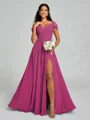 A-line/Princess V-neck Floor-Length Sleeveless Chiffon Bridesmaid Dress