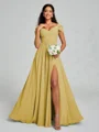 A-line/Princess V-neck Floor-Length Sleeveless Chiffon Bridesmaid Dress