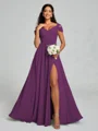 A-line/Princess V-neck Floor-Length Sleeveless Chiffon Bridesmaid Dress