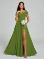 A-line/Princess V-neck Floor-Length Sleeveless Chiffon Bridesmaid Dress