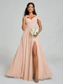 A-line/Princess V-neck Floor-Length Sleeveless Chiffon Bridesmaid Dress