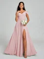 A-line/Princess V-neck Floor-Length Sleeveless Chiffon Bridesmaid Dress