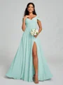 A-line/Princess V-neck Floor-Length Sleeveless Chiffon Bridesmaid Dress