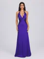 Sheath V-neck Pleated Floor-Length Silk Like Satin Bridesmaid Dress