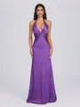 Sheath V-neck Pleated Floor-Length Silk Like Satin Bridesmaid Dress