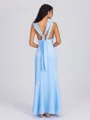 Sheath Scoop Pleated Floor-Length Charmeuse Bridesmaid Dress