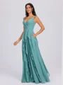 A-line V-neck Ruffles Floor-Length Chiffon Bridesmaid Dress