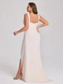 Sheath Cowl Pleated Floor-Length Chiffon Corset Plus Size Bridesmaid Dress