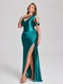 Sheath Pleated Floor-Length Plus Size Bridesmaid Dress