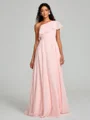 A-Line/Princess One-Shoulder Floor-Length Sleeveless Chiffon Bridesmaid Dress
