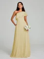 A-Line/Princess One-Shoulder Floor-Length Sleeveless Chiffon Bridesmaid Dress