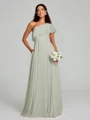 A-Line/Princess One-Shoulder Floor-Length Sleeveless Chiffon Bridesmaid Dress