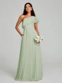 A-Line/Princess One-Shoulder Floor-Length Sleeveless Chiffon Bridesmaid Dress