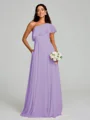 A-Line/Princess One-Shoulder Floor-Length Sleeveless Chiffon Bridesmaid Dress