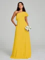 A-Line/Princess One-Shoulder Floor-Length Sleeveless Chiffon Bridesmaid Dress
