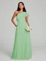 A-Line/Princess One-Shoulder Floor-Length Sleeveless Chiffon Bridesmaid Dress