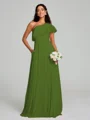 A-Line/Princess One-Shoulder Floor-Length Sleeveless Chiffon Bridesmaid Dress