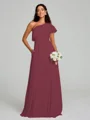A-Line/Princess One-Shoulder Floor-Length Sleeveless Chiffon Bridesmaid Dress
