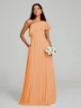 A-Line/Princess One-Shoulder Floor-Length Sleeveless Chiffon Bridesmaid Dress